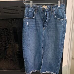 Blue Denim Midi Skirt
